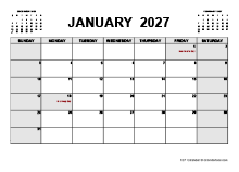 Printable January 2027 Calendar PDF