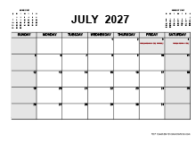 Printable July 2027 Calendar PDF