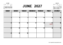 Printable June 2027 Calendar PDF