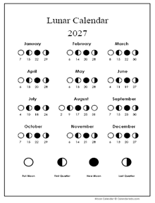 Printable Lunar Calendar 2027