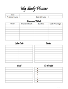 Printable My Study Planner