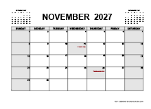 Printable November 2027 Calendar PDF