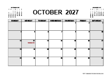 Printable October 2027 Calendar PDF