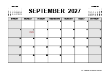 Printable September 2027 Calendar PDF