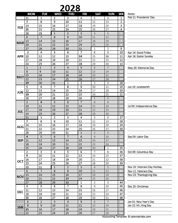 2028 Accounting-Month-End-Close-Calendar