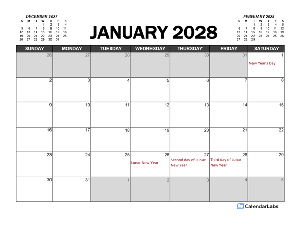 2028 Calendar Planner Hong Kong Excel