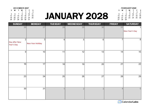 2028 Calendar Planner New Zealand Excel