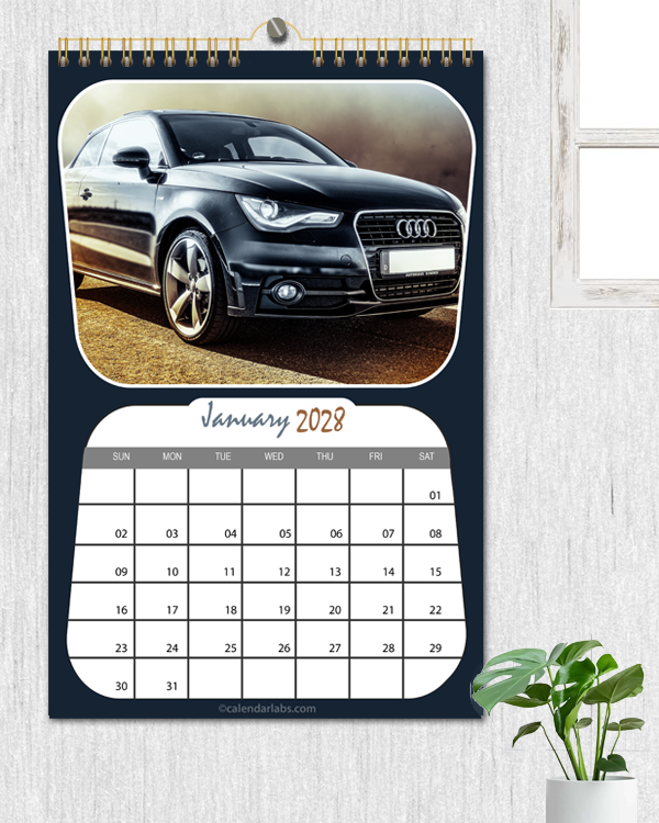 2028 Classic Car Monthly Wall Calendar