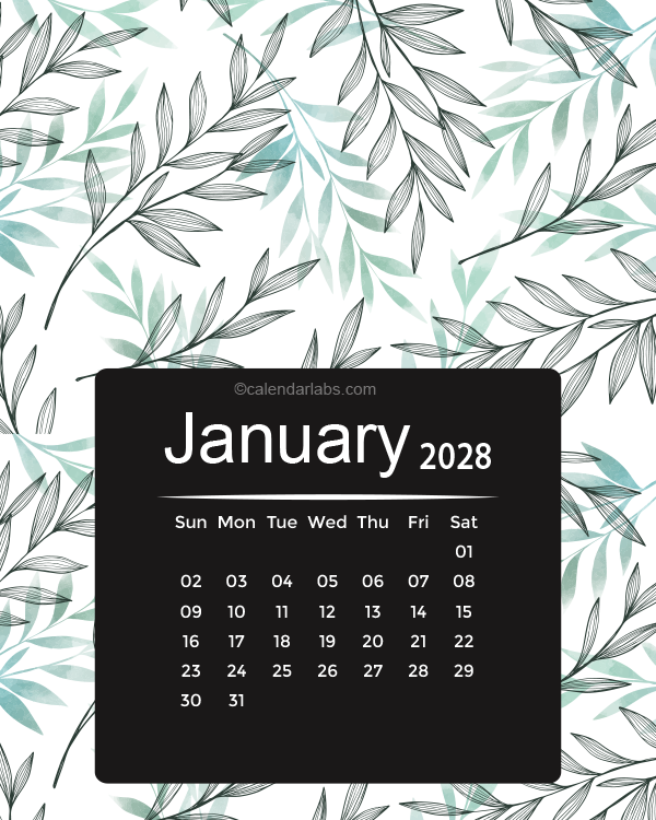 2028 Colorful Classic Nature Pattern Calendar