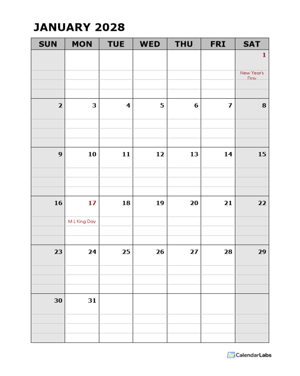 2028 Daily Planner Microsoft Word Template