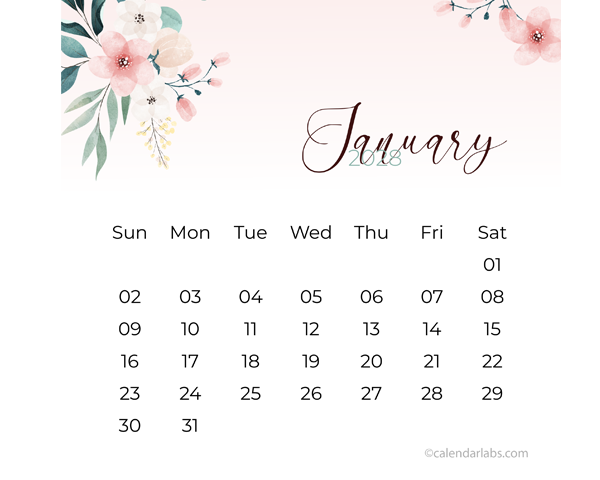 2028 Desk Calendar Cute Floral