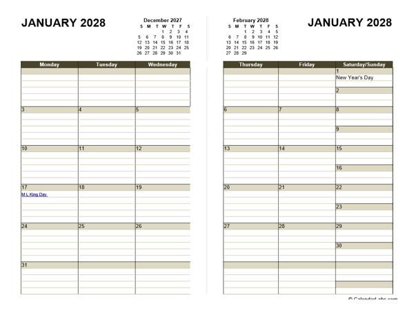 2028 Diary Planner Template