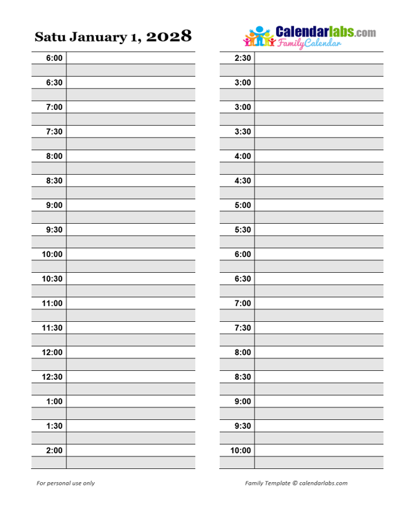 2028 Daily Planner Template