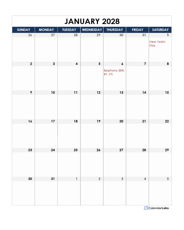2028 Germany Calendar Spreadsheet Template