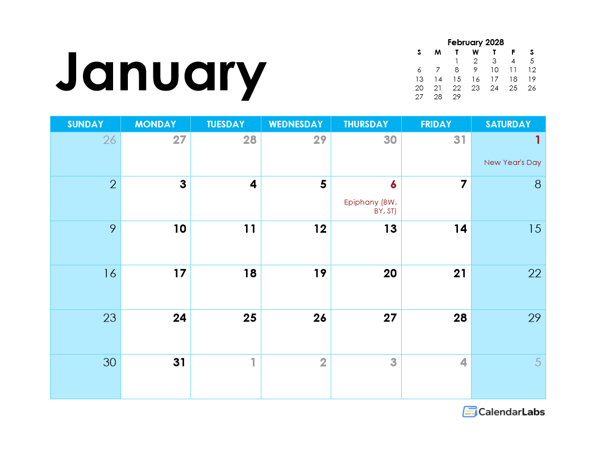 2028 Germany Monthly Calendar Colorful Design