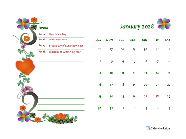 2028 Hong Kong Calendar Free Printable Template