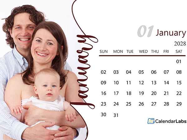 2028 Landscape Printable Photo Calendar