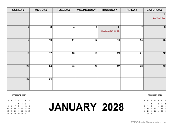 2028 Monthly Planner with Germany Holidays