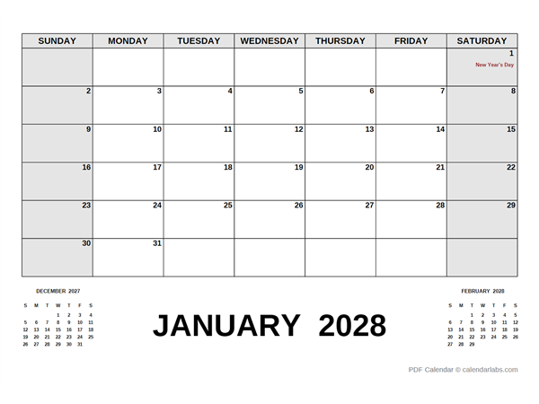 2028 Monthly Planner with Mexico Holidays