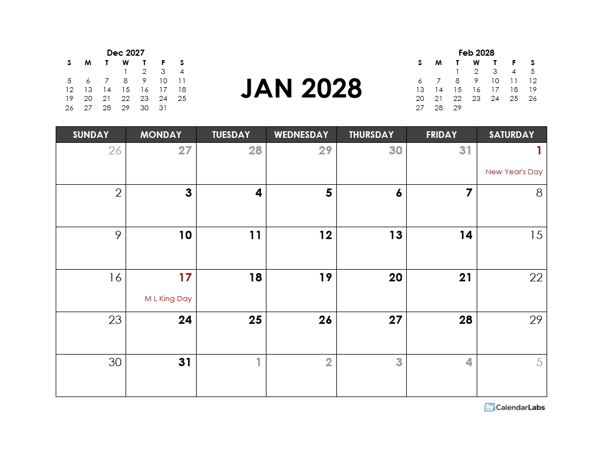 2028 Monthly Planner Word Template