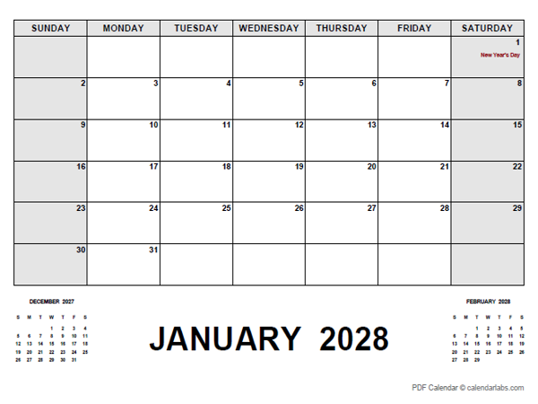 2028 Monthly Planner with UAE Holidays