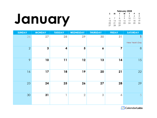 2028 Netherlands Monthly Calendar Colorful Design
