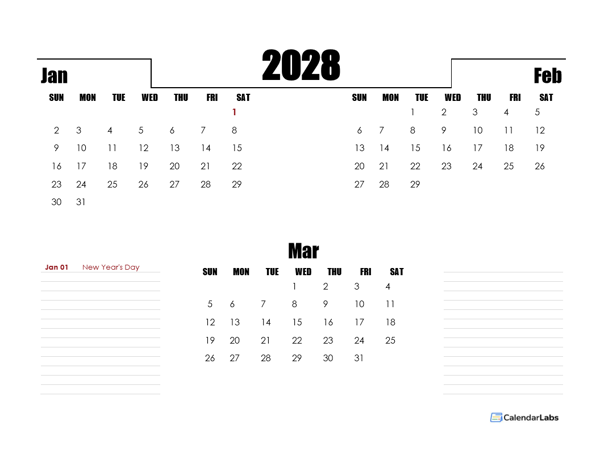 2028 Netherlands Quarterly Planner Template