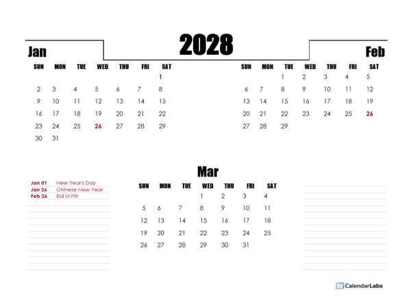 2028 Philippines Quarterly Planner Template