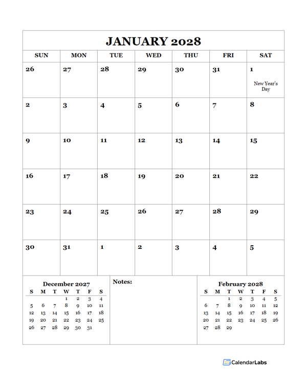 2028 Printable Calendar with South Africa Holidays