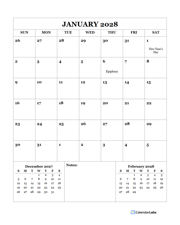 2028 Printable Calendar with Spain Holidays