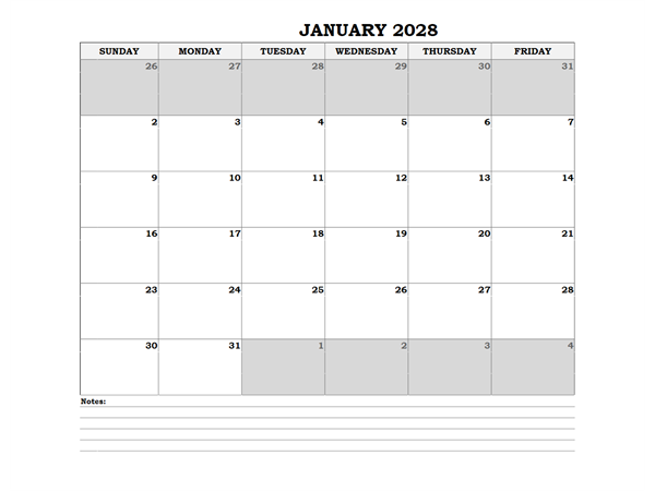 2028 South Africa Monthly Calendar with Notes
