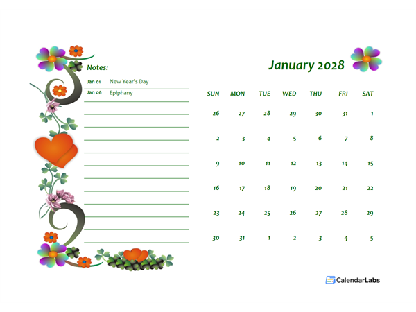 2028 Spain Calendar Free Printable Template