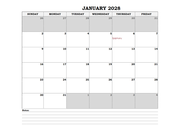 2028 Spain Monthly Calendar with Notes