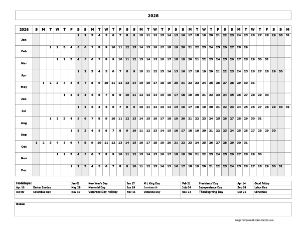 2028 Year At A Glance Large Calendar