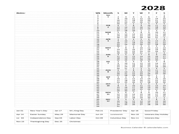 2028 Yearly Project Planning Template
