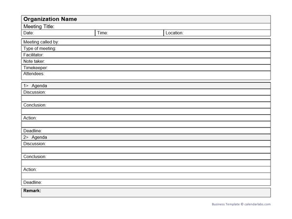 Business Meeting Minutes Templates