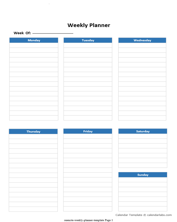 Onenote Weekly Planner Template