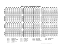 Fiscal Calendar 2028-2029 Templates