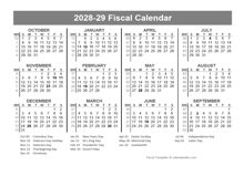 2028-2029 Fiscal Year Quarters Template