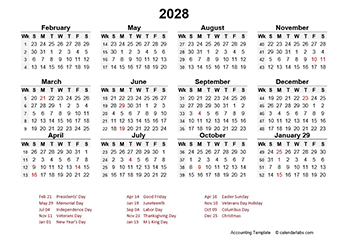 2028 Accounting Period Calendar 4-4-5