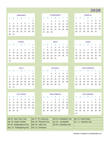 2028 Annual Calendar Design Template