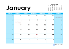 2028 Australia Monthly Calendar Colorful Design