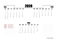 2028 Australia Quarterly Planner Template