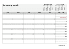 2028 Blank Three Month Calendar