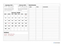 2028 Blank Appointment Calendar
