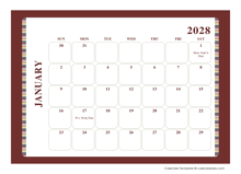 2028 Calendar Template Large Boxes