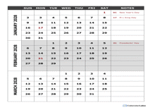 2028 Blank Quarterly Calendar