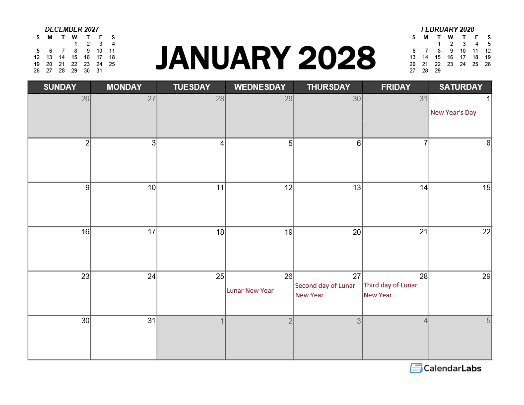 2028 Calendar Planner Hong Kong Excel