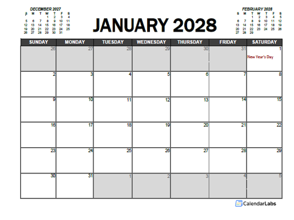 2028 Calendar Planner UAE Excel