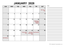 2028 Calendar with Malaysia Holidays PDF